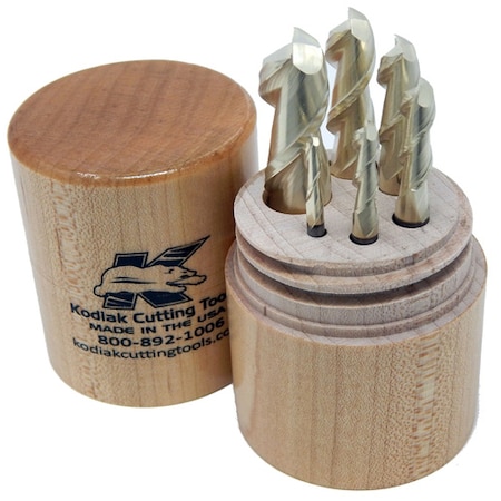 Kodiak Cutting Tools 2 Flute for Aluminum Carbide End Mill Set, 6pc 1/8-1/2 ZRN Coated 56310034